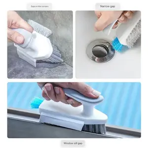 Multifunctional Gap Brush Bathroom Corner Handheld Floor Brush, Three-In-One Cleaning Brush for Tiles and Grout, Durable Household Tool