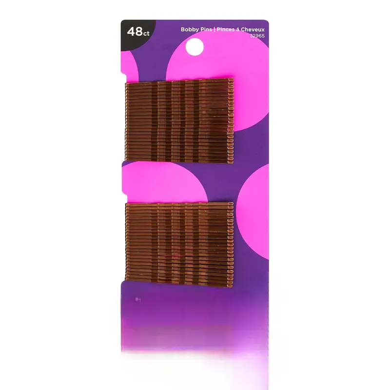 48ct SlideProof Bobby Pins – Brunette Brown High-Gloss Hair Pins for Secure, Pain-Free Styling for All Hair Types french