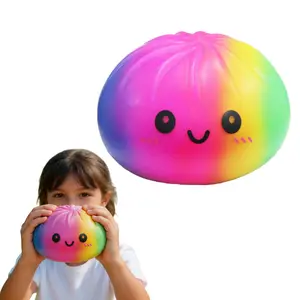 Giant 9.84/5.91inch Glitter Rainbow Dumpling Squishy, Ultra Soft Squeeze Fidget Toy, Anxiety Relief Decompression Gift for Kids & Adults