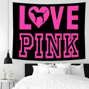 'LOVE PINK' Design Large Tapestry Wall Hanging, Wall Tapestries, Multiple Sizes Polyester Fabric for Wall Decoration, Easy to Clean and Maintain, Soft and Durable Material, Suitable for Living Rooms, Bedrooms, Parties, Decorative Tapestry