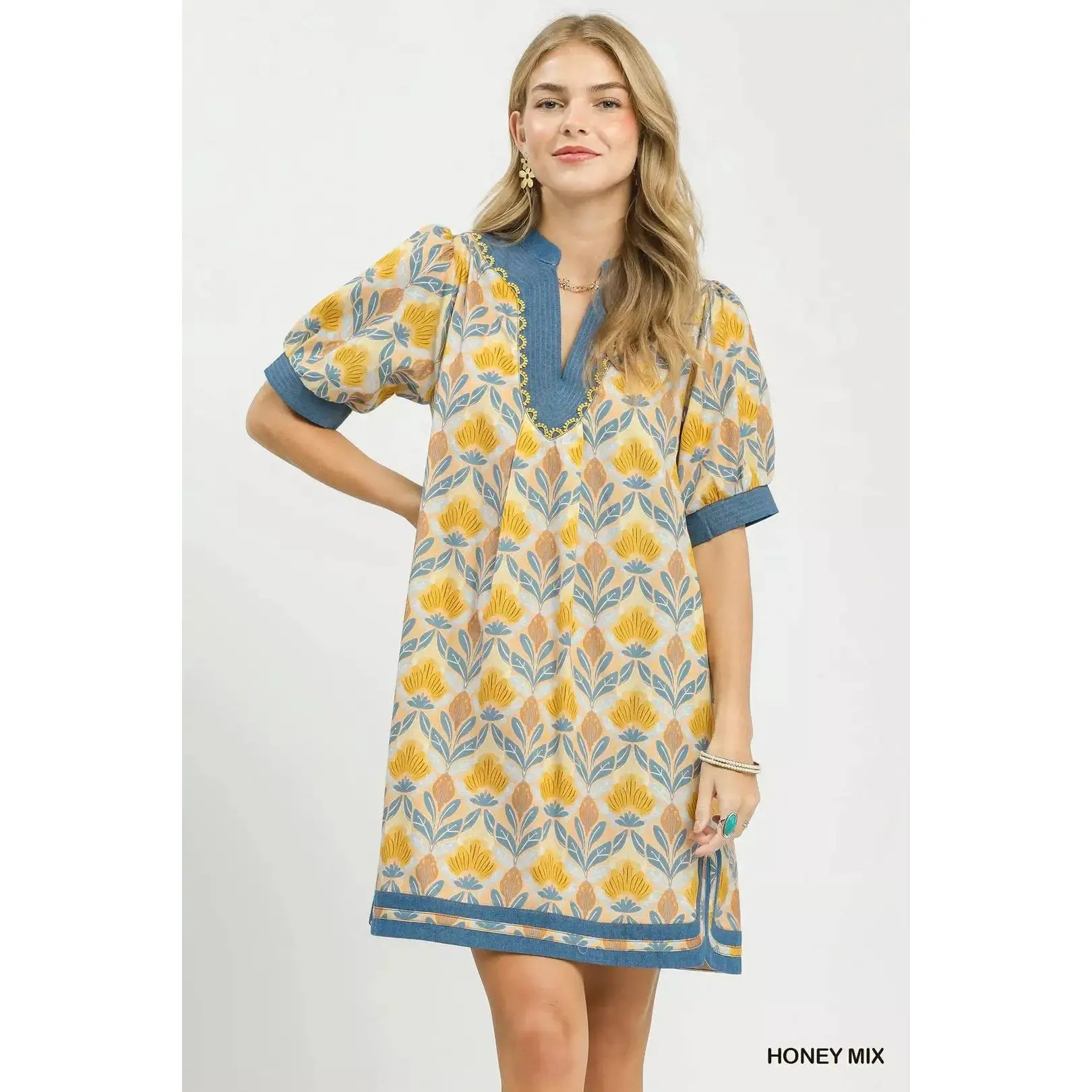 Umgee Mix Tile Print Mini Dress