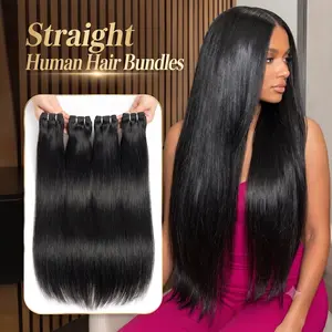 【Hot】JOPEAR 14A Raw Hair Bundles 30 40 Inch Bone Straight Brazilian Human Hair Bundles Tissage Double Weft Extensions Black Color For Women #Summer