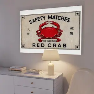 Red Crab Czech Vintage Metal Decorative Wall Art - Logo, Graffiti, Comic Themed Print, Retro Educational Children's Poster & Canvas for Room