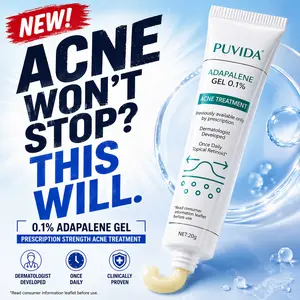 PUVIDA Acne Treatment Gel, 30 Day Supply, Retinoid Treatment for Face with 0.1% Adapalene, Dermatologist Developed, Gentle Skin Care for Acne Prone Sensitive Skin,24 Hours & Helps Fade Acne Marks in 7 Days | 20g #mothersdaygift