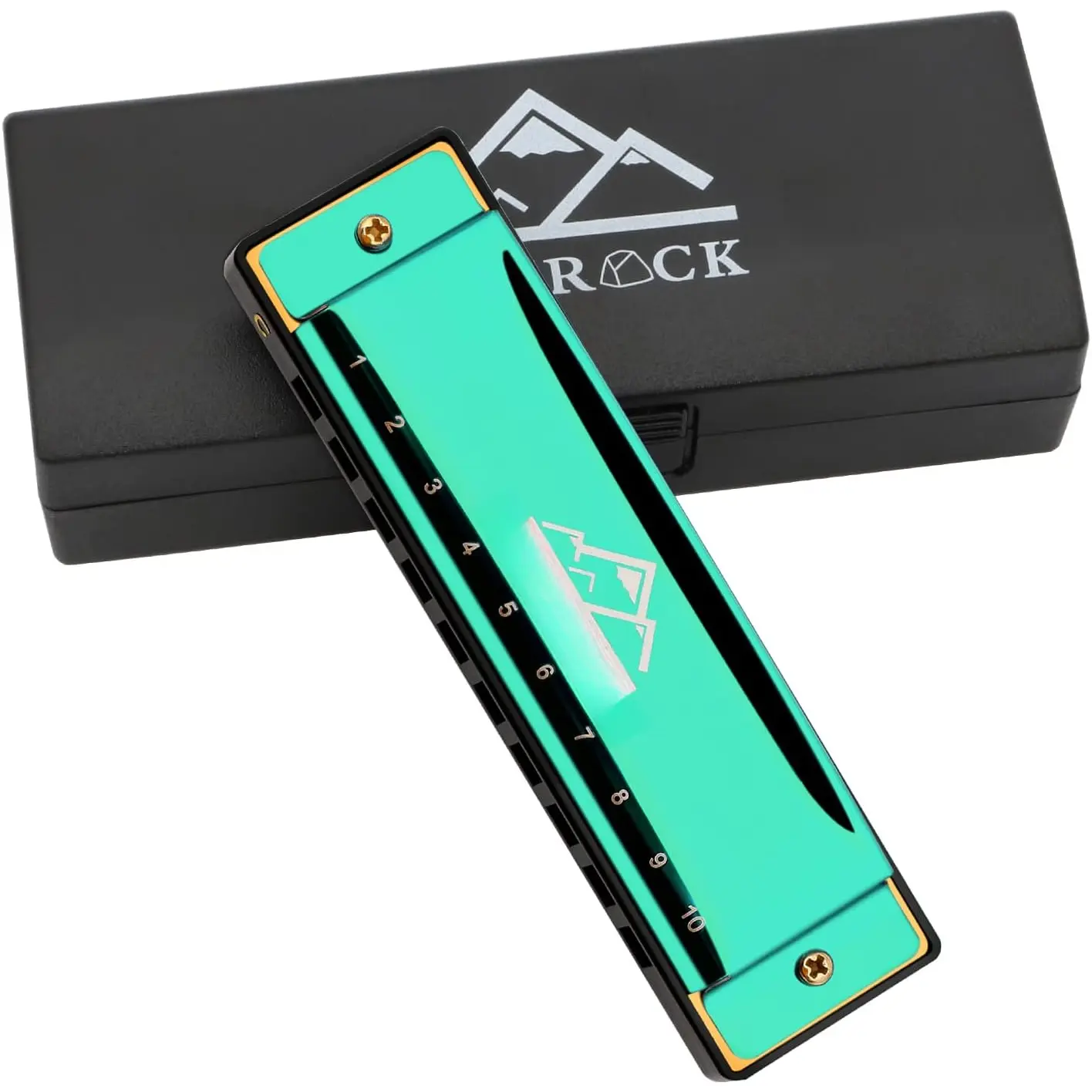 Blues Harmonica Mouth Organ 10 Hole C Key with Case, Diatonic Harmonica for Professional Player, Beginner, Students gifts, Adult, Friends,