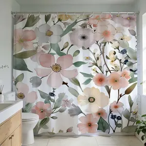 1 Pc Floral elegance in bathroom design featuring large pastel garden patterns perfect for home decoration ideal for creating a serene atmosphere in your bathroom renovation with vibrant botanical prints transforming your space into a refreshing escape