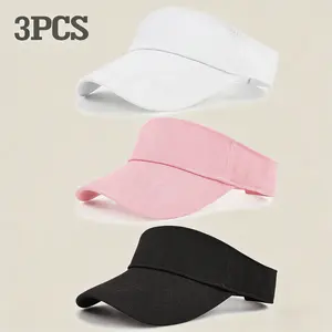 3-piece set of unisex adjustable visor sun hats, solid color, casual and simple visor hats, adjustable visor size, suitable for everyday wear in spring and summer, providing sun protection and style, also makes a great gift.