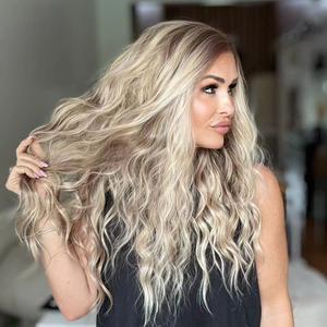 A34 by AISOM Curly Warm Blonde Highlight Free Part Pre Plucked 20inch 13x4 Synthetic Lace Front Wig for Women Tiny Knots Heat Friendly