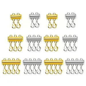 12 Pieces Magnetic Layered Necklace Clasps,3 Size Slide Clasp Lock Necklace Connector for Multi Strands Slide Tube Clasps,Fashion Gifts,DIY Hand Tools Kits