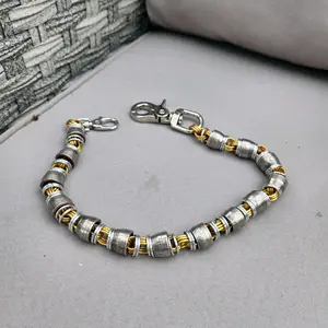 18in Custom Rolled United States Quarter's Wallet Chain with Polished Brass Aluminum Rings Unique Design