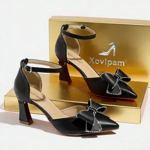 2026 Summer Women Elegant Fashion Black Hollow Heel Sandals Ankle Strap Pointed Toe Block Heel Perfect for Business Office Party Evening Dress Shoes