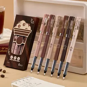 6-Pack Quick-Dry Fine Point 0.5mm Liquid Ink Rollerball Pens, Black Gel Pen Set for Writing, Office, and School Multifunctional Stationery Supplies - Durable Plastic Material