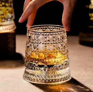360° Spinning Crystal Glass – Star-Cut Stress Relief Whiskey & Wine Glass, Elegant European Barware Gift，Rotating Glass Cup Spinning Glass Cup