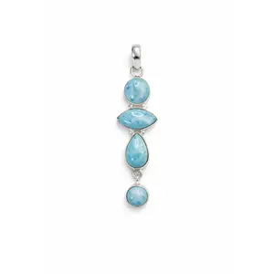 Larimar Multi-Stone Drop Pendant – Sterling Silver
