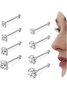Hypoallergenic Nose Studs 18G 20G Stainless Steel Nose Rings Studs Cubic Zirconia Nose Piercing Jewelry for Women Men 1.5mm 2mm 2.5mm 3mm