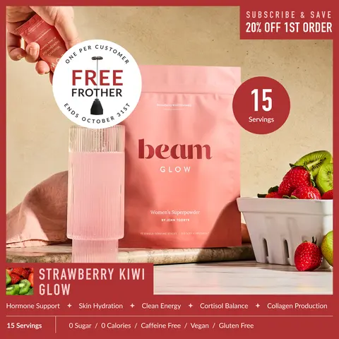 Beam Glow Women’s Wellness Drink Mix – Hormone Balance, Skin, Hair & Nail Support, Sugar Free, Caffeine Free, 0 Calories, 15 Sticks