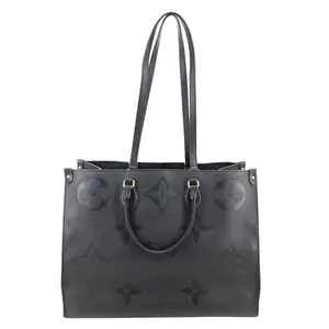 Pre-owned Louis Vuitton Leather Tote Bags Onthego GM Giant Monogram Empreinte Shoulder Bag Black