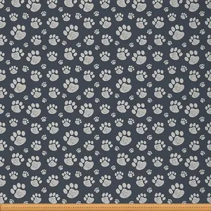 Dog Lover Fabric by The Yard,Hand Drawn Paw Print Doodles Upholstery Fabric,Cute Pattern Decorative Fabric for Home DIY Projects,Outdoor Fabric, Durable Fabric, Fabric Waterproof