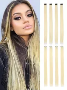 21 Inch Long Straight Clip-in Hair Extensions, Gorgeous Fluffy Wigs for Women, Synthetic Hairpiece for Party, Daily Use