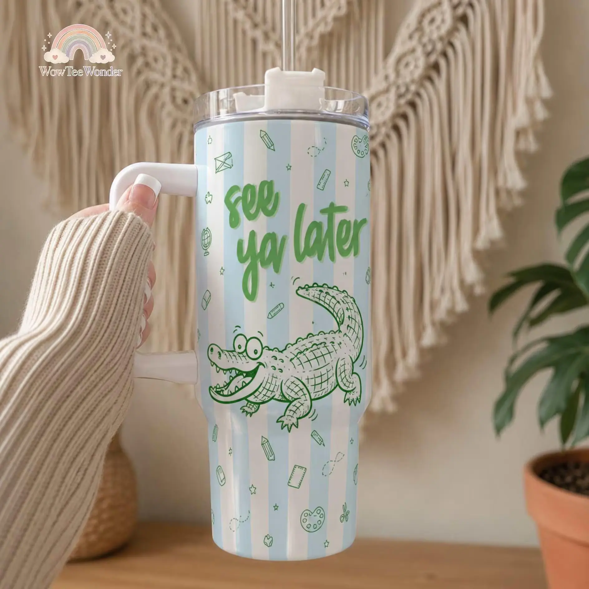 Later Gator Alligator 40oz Tumbler, Cute Animals Tumbler With Handle - scs17763