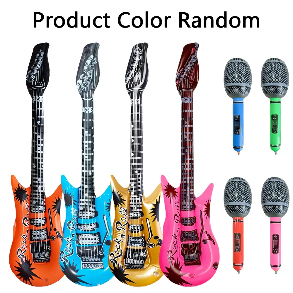 80s & 90s Party Decorations Inflatable Props Set, Rock Star Toy Kit, Inflatable Guitar Band, Carnival Party Supplies, Party Favor, Party Accessories