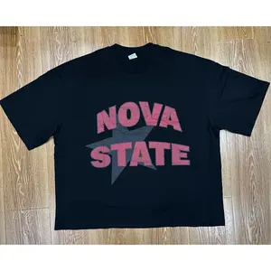 Custom Boxy Fit T-shirt Vintage Acid Washed Tee O Neck Heavyweight 100% Cotton Dtg Print Boxy Cropped Graphic T Shirt for Men