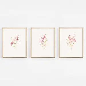 Wildflowers Botanical Watercolor Nursery Wall Art Print Set - 3 Unframed 8x10 Prints
