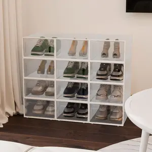 12Pcs Shoe Storage Boxes,Fit Size 11 Shoe Rack And Bracket Replacement, Sports Shoe Container, Entrance, Closet, Toy Storage And Organizing Box Under The Bed, Shoe Cabinet Display, Christmas multipurpose use