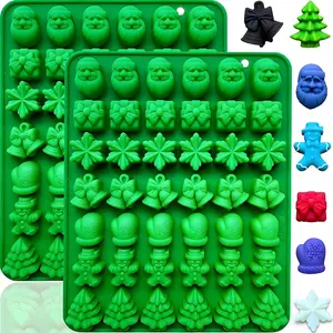 Christmas Silicone Candy Molds, 84-Cavity Mini Christmas Mold Shaped with Tree, Santa Claus, Gingerbread Man Mould for Chocolate, Candy, Fondant, Gummy, Wax, Ice Cube, Cupcake Decorations