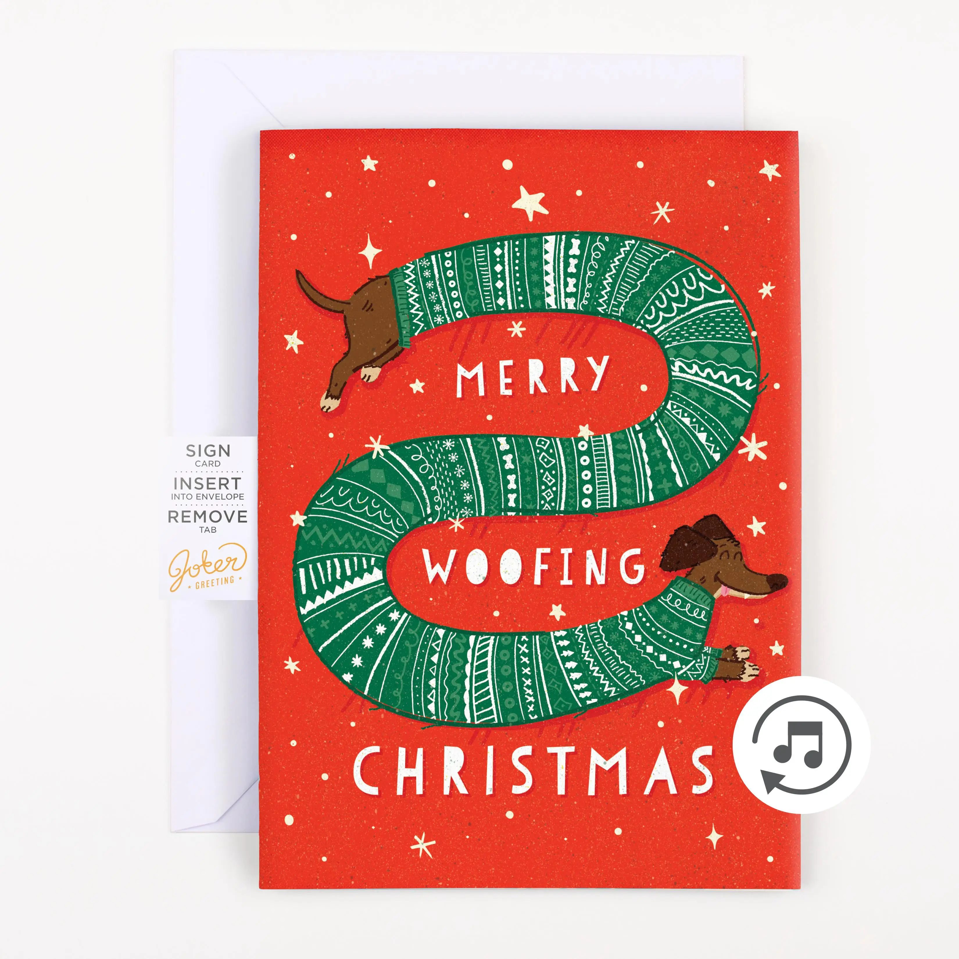 Endless Woofing Christmas Card with Glitter