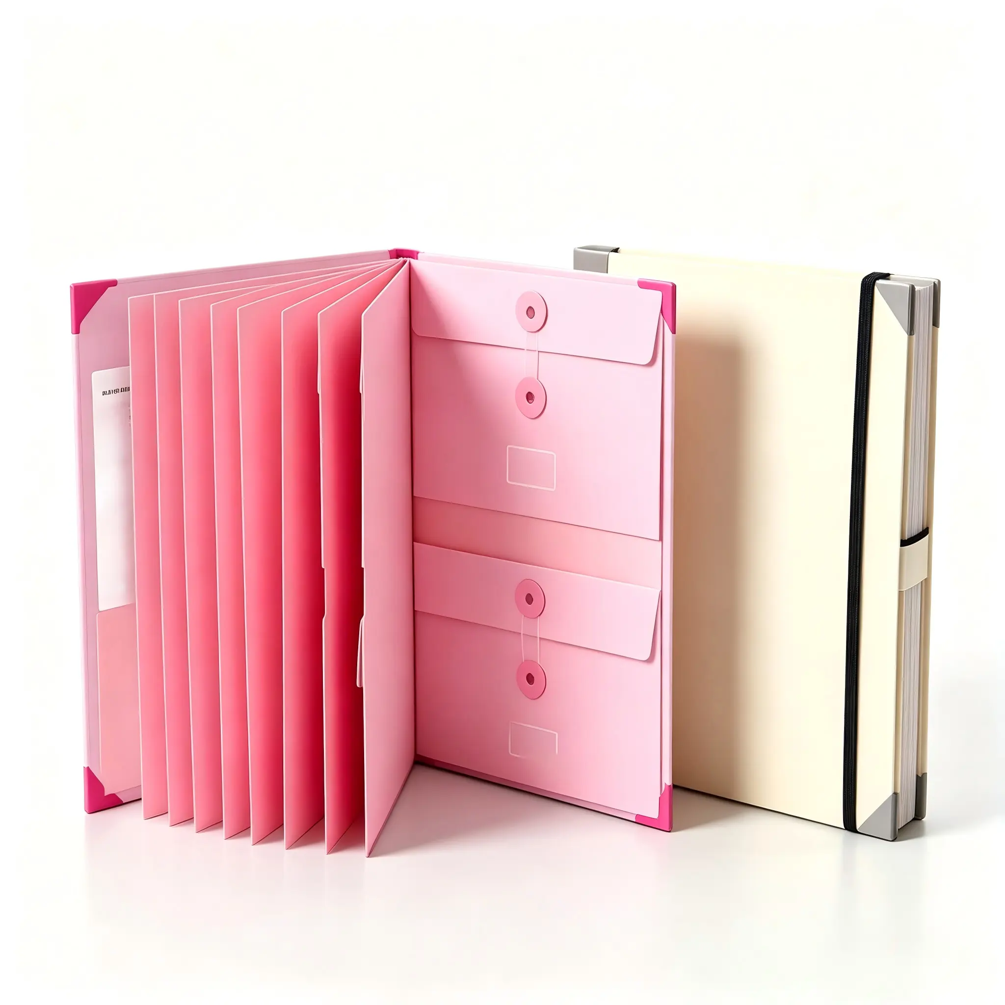 Hardcover Accordion File Folder with Elastic Band, 2-Tone Pastel Document Organizer for Student Exam Papers & Office Bill Storage