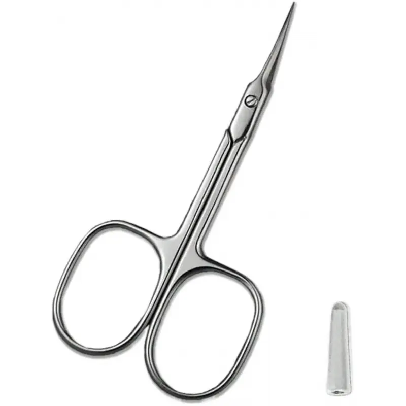 Professional Extra Fine Cuticle Scissors Curved Pointed Tip 3.7" Silvery Hair Scissors For Manicure Pedicure Eyebrow Eyelash Dry Skin Grooming Korean Skincare Glow Care Set