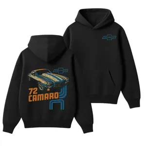 1972 Camaro Hoodie, Retro Muscle Car Graphic Sweatshirt, Classic Chevy Performance Pullover, Vintage Streetwear For Car Enthusiasts & Mechanics, Gift For Men & Women