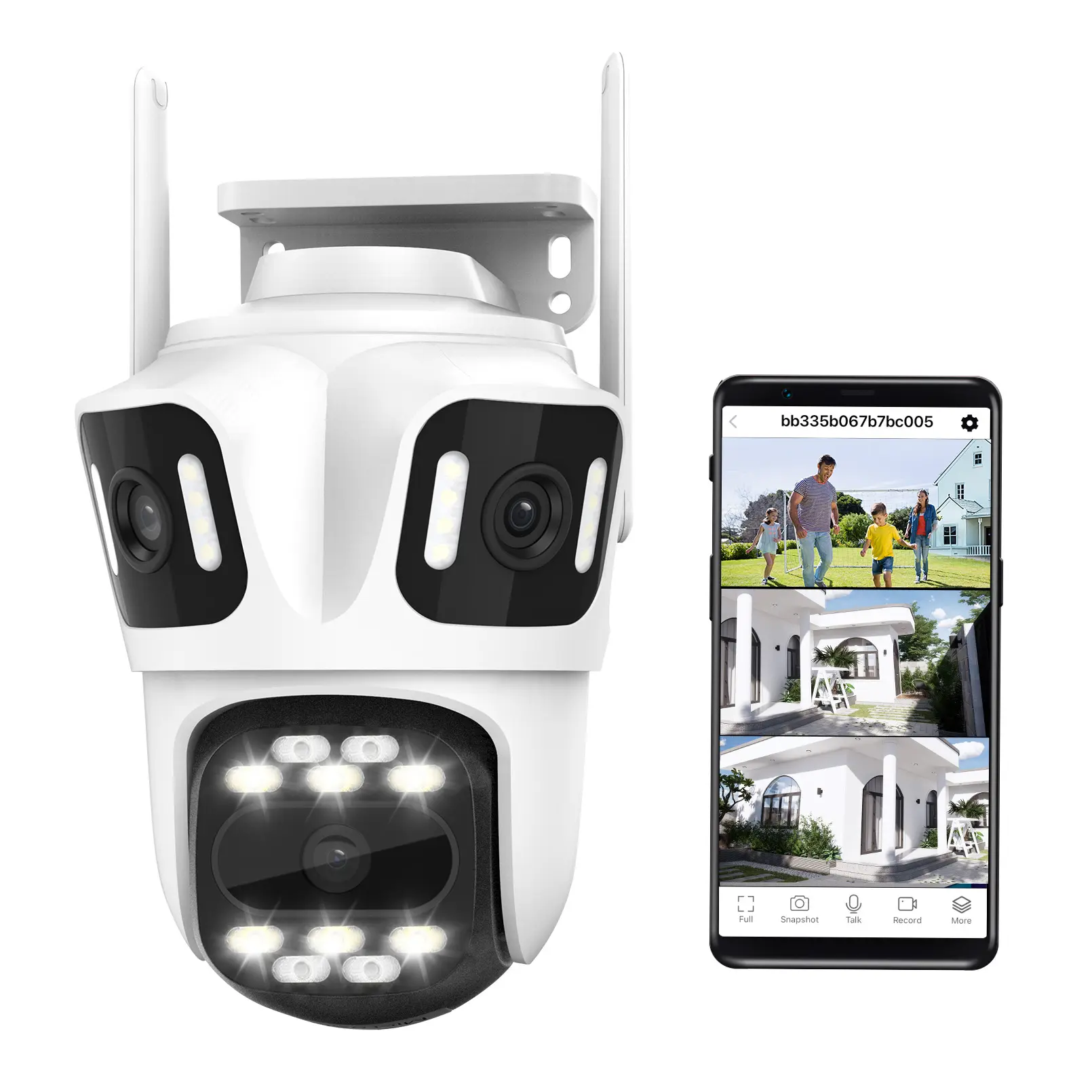 INSEETECH 4K Outdoor Security Camera 360° Pan/Tilt, 3 Lens AI Motion Tracking, Color Night Vision, 2-Way Audio, IP66 Waterproof, Wireless/Wired