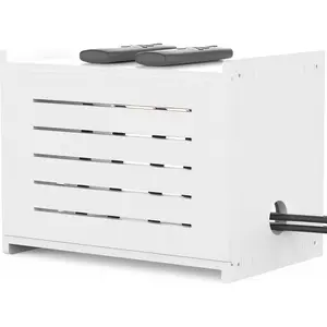 Wooden WiFi Router Storage Box, Decorative Router Hider with Cable Management System, Countertop Modem Shelf Hider Cover, Home Organization Solution for Most Routers Up to 9.8" Tall, Need Assembly