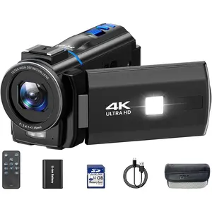 Video Camera Camcorder 4K 30fps 48MP with IR Night Vision, 16X Digital Zoom Cam Corder 3.0" 270? Rotation  Screen Video Recorder for YouTube with Remote Control, , 32GB SD Card