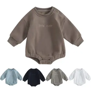 Meihuida Baby Boy Warm Sweatshirt Bubble Romper Crewneck Long Sleeve Fleece Little Dude Sweater Onesie Winter Snow Outfit Clothes