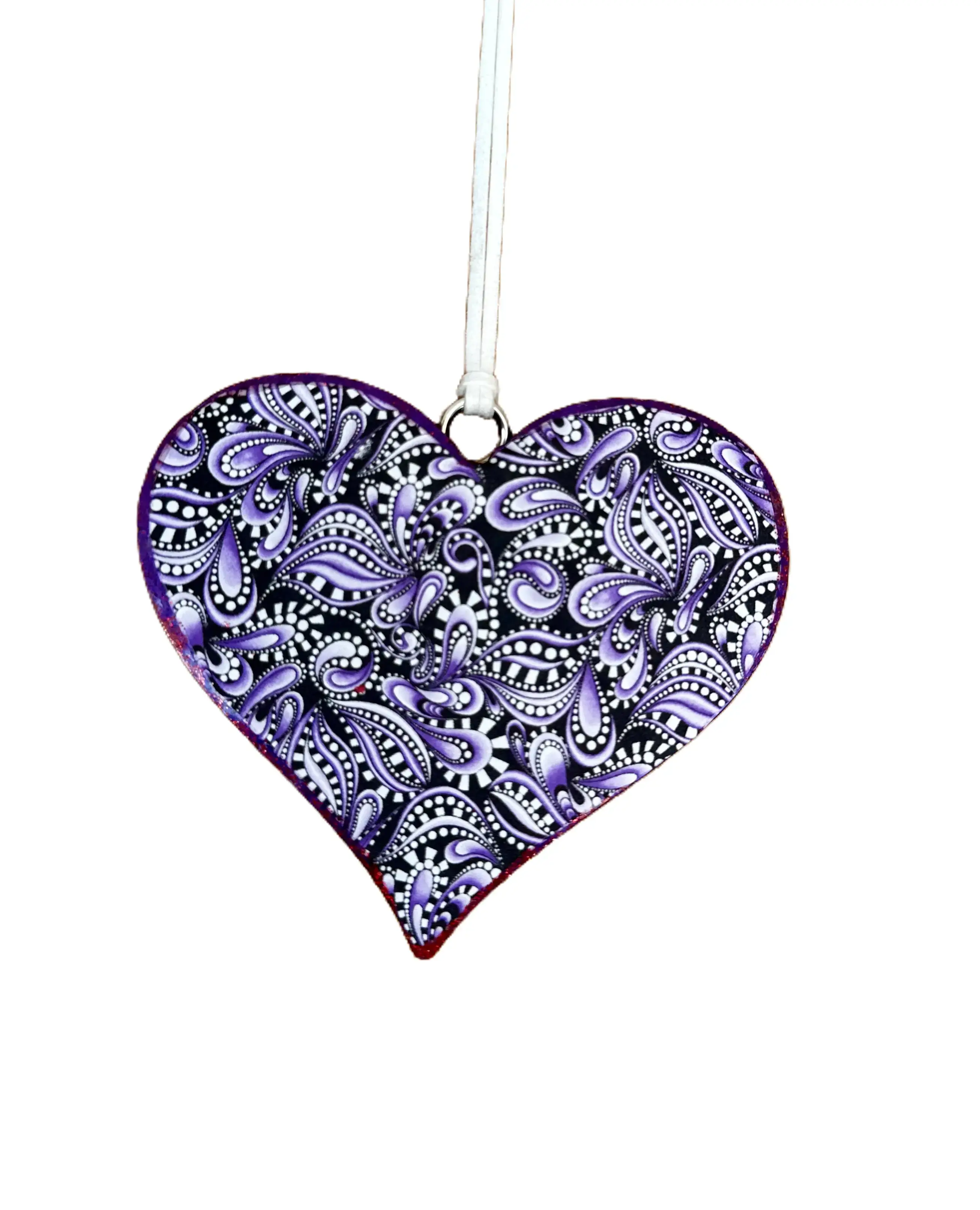 Hanging Purple Paisley Heart Cars Fragrance - Made to Order, 4"x3.5", Car Interior & Home Accessory