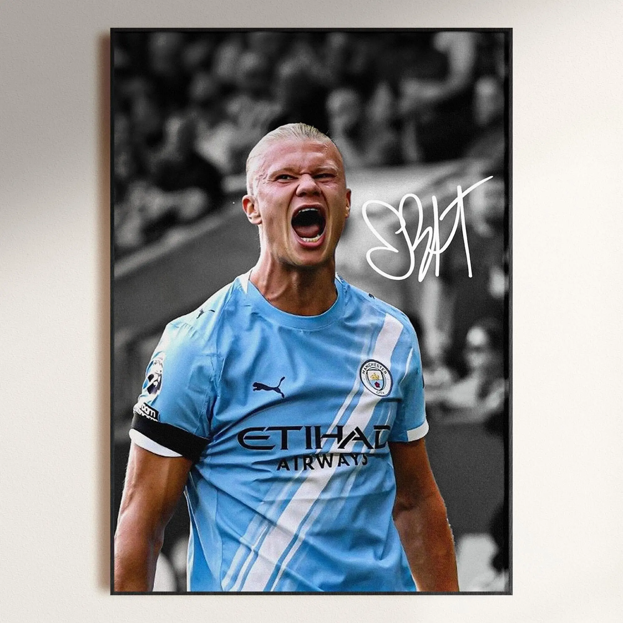 Signed Erling Haaland Poster, Haaland Poster, Haaland Fan Gift, Signed Football Poster, Soccer Decor, Soccer Wall Art Download( Unframed - Print Only )