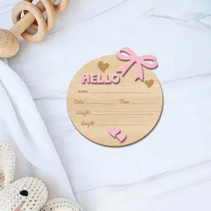 1pc Hello Bow Love Wooden Baby Announcement Sign, Photobooth Prop, Wooden Baby Shower Sign, Gifts for Baby shower, Birthday, wedding, Valentine's Day, Home Decor, Name Sign, Welcome Sign, Perfect DIY Idea, Personalized Plaque