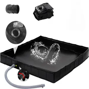 41" x 41" x 5" Portable Shower Pan Foldable Camping Shower Base with Detachable Drain Pipe Ideal