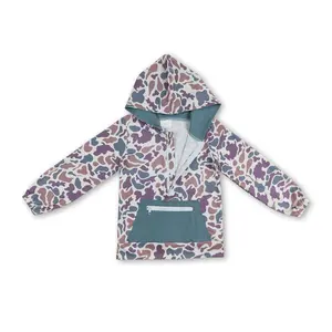 Green Camouflage Half Zip Pullover with front pocket