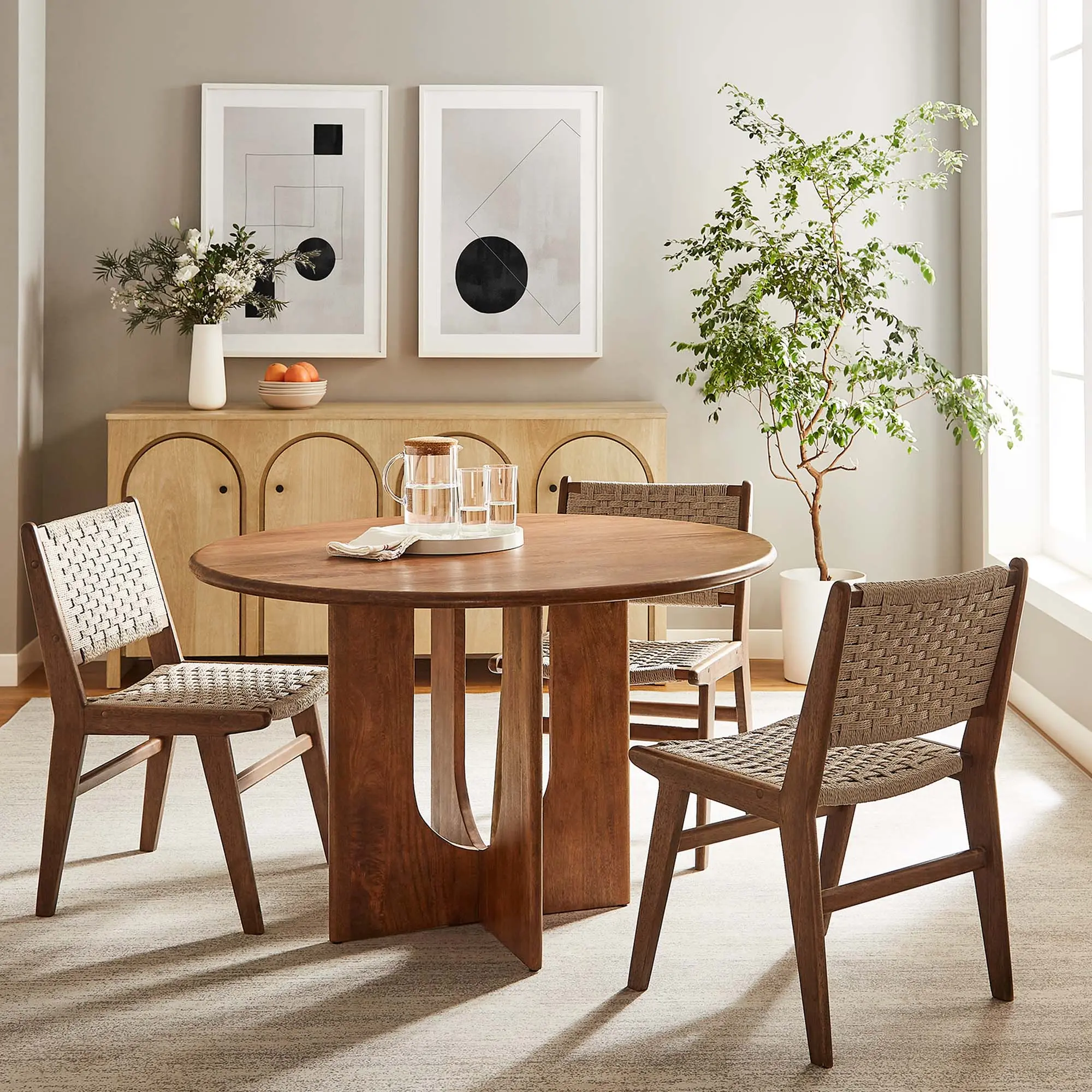 Rivian Round 48" Wood Dining Table in Walnut