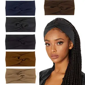 6-Pack Twist Knot Headbands for Women 2026 New Soft Stretchy Ribbed Yoga Headbands Workout Hair Accessories for Running Fitness Daily Use