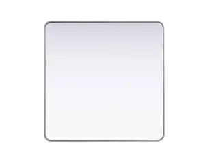 360 Stand Silver 42x42 in Metal Square Home Decor Mirror - Rounded Edges, Smooth Reflective Surface, Wall Mount, Modern Room Decor, Model MR8A4242SIL