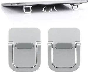 2 Pcs Mini Portable Foldable Keyboard Stand for Desk, Invisible Laptop Stand, Self-Adhesive Keyboard Riser Feet