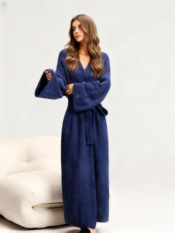 【COZY Soft Plush Feel】Women's Double-Sided Fleece Robe｜Thickened Long Plush Loungewear｜Warm Flannel Pajamas for Fall & Winter｜Soft, Cozy, and Wearable Indoors & Outdoors