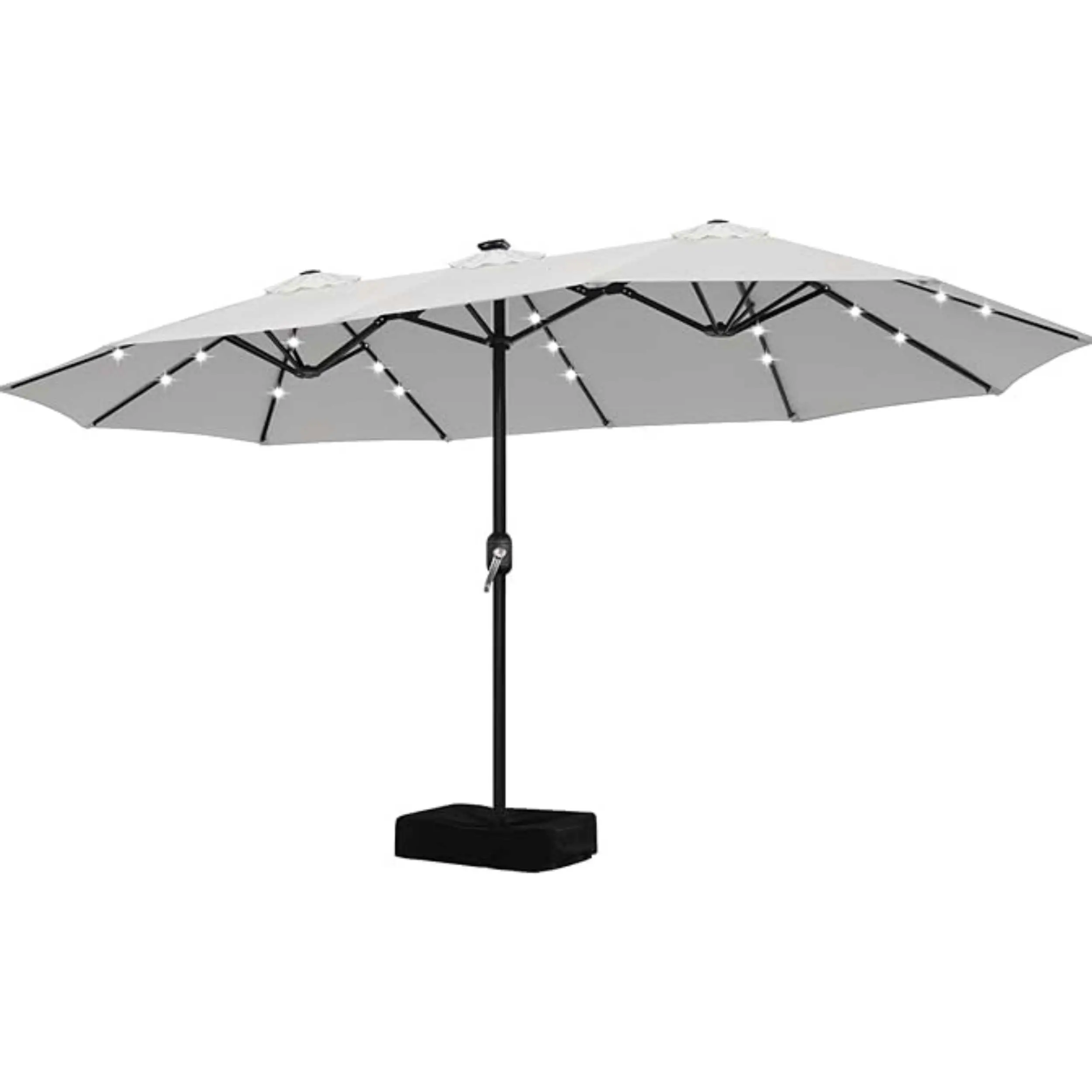 ABCCANOPY 15FT Patio Umbrella with Solar Lights Double-Sided Large Umbrella Outdoor Market Rectangle Umbrellas,Umbrella Base (Stand) Included
