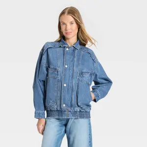 Women's Relaxed Bomber Denim Jacket - Universal
