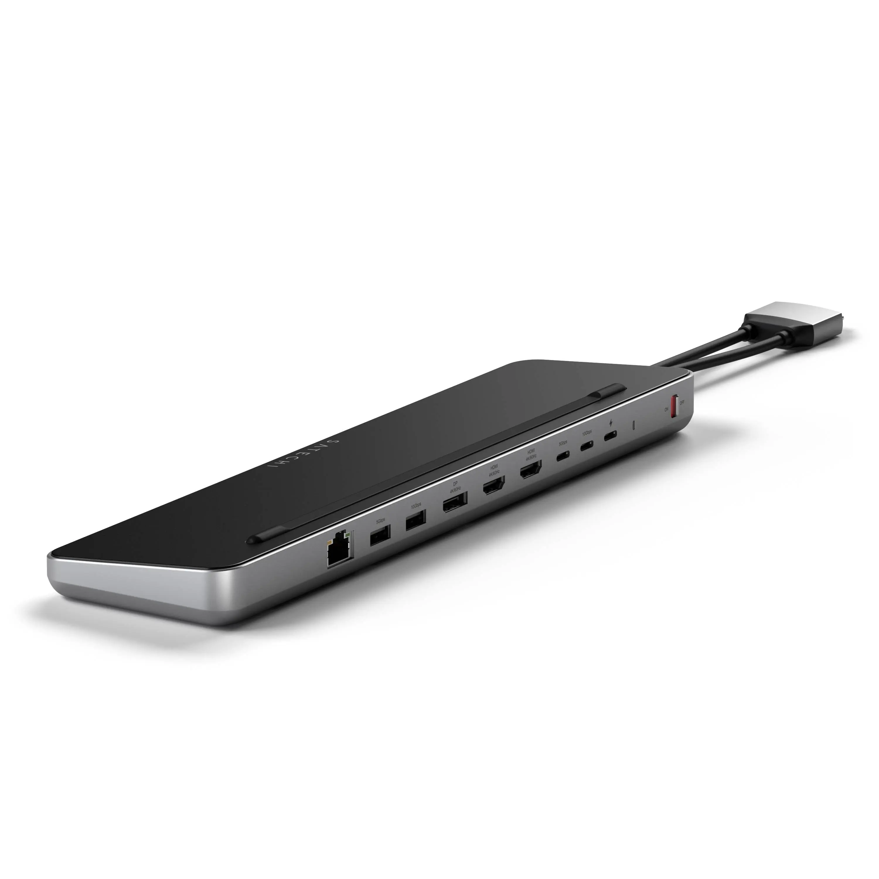 Satechi Dual Dock Stand with NVMe SSD Enclosure - 10-in-1 Docking Station, Dual 4K HDMI, DisplayPort, 75W USB-C PD, Ethernet